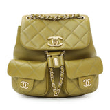 Chanel Olive Green Quilted Lambskin Small Duma Pockets Drawstring Backpack Handbags Chanel
