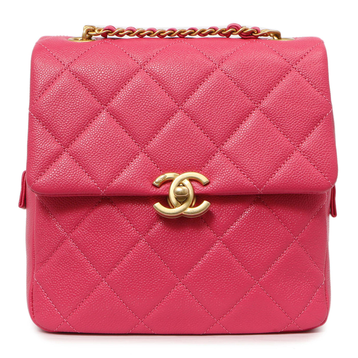 Chanel Quilted Pink Caviar Chain Melody Backpack