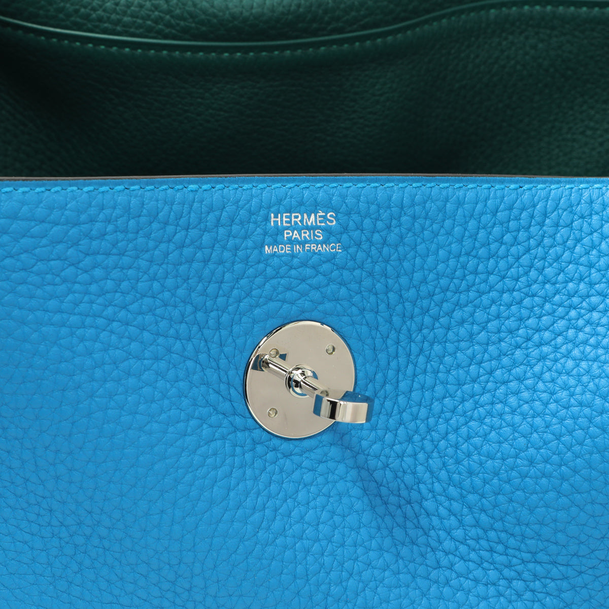 Hermes Blue Taurillon Clemence Lindy 30 Handbags Hermes