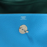 Hermes Blue Taurillon Clemence Lindy 30 Handbags Hermes