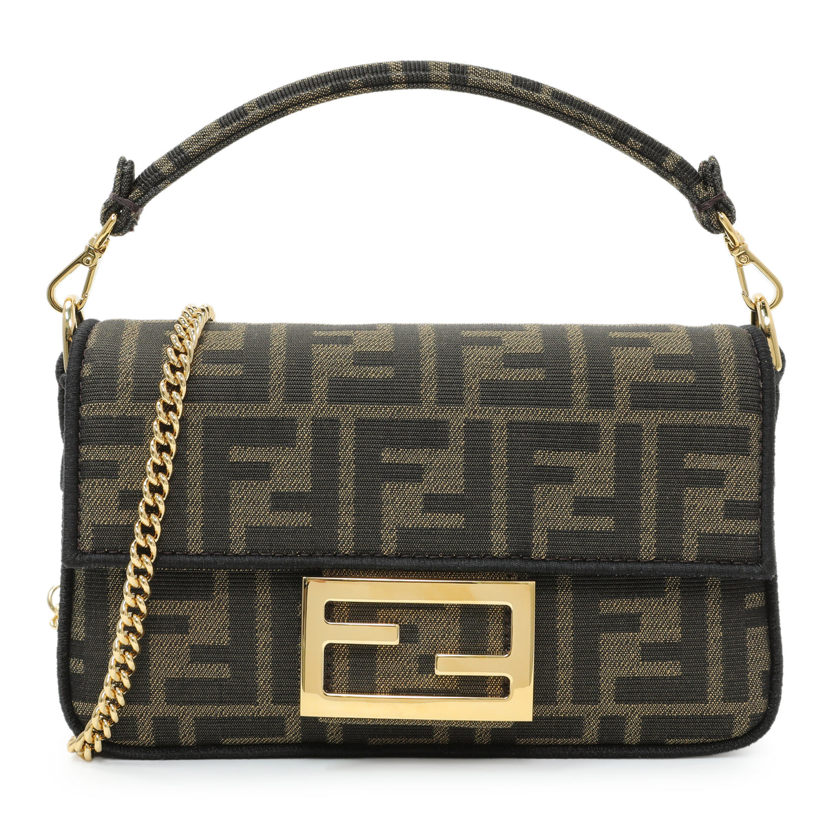 Fendi Fabric Jacquard FF 1974 Mini Baguette Handbags Fendi