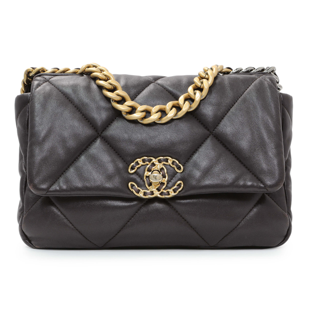 Chanel Brown Quilted Lambskin Medium Chanel 19 Flap Handbags Chanel