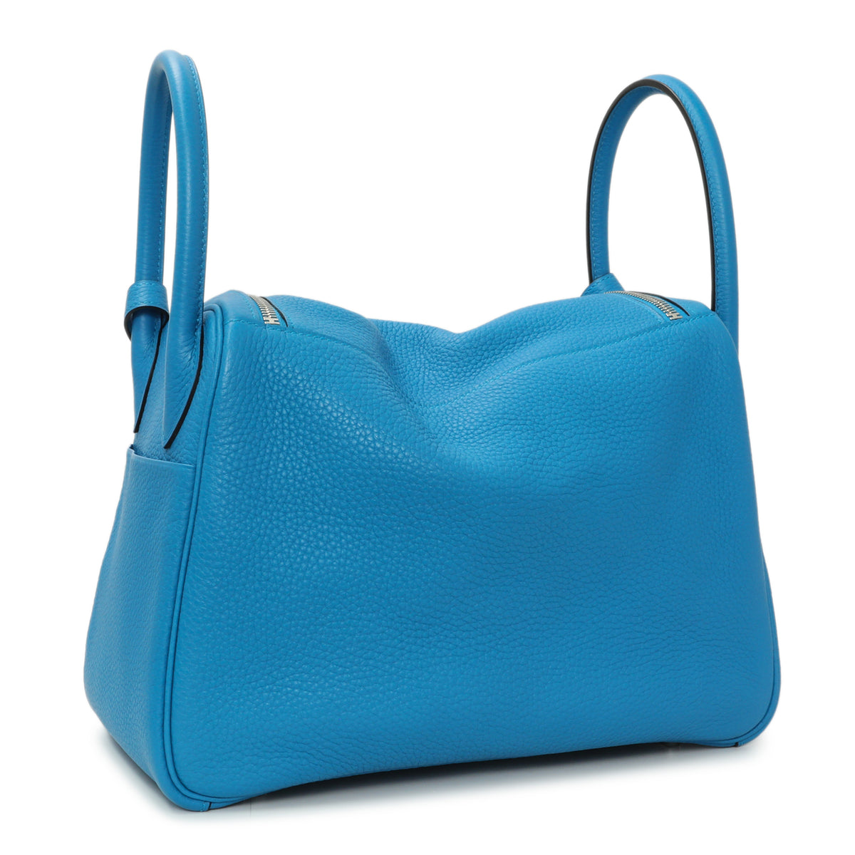 Hermes Blue Taurillon Clemence Lindy 30 Handbags Hermes