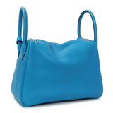 Hermes Blue Taurillon Clemence Lindy 30 Handbags Hermes