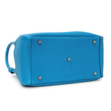 Hermes Blue Taurillon Clemence Lindy 30 Handbags Hermes