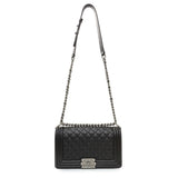 Chanel Black Quilted Caviar Medium Boy Flap Handbags Chanel