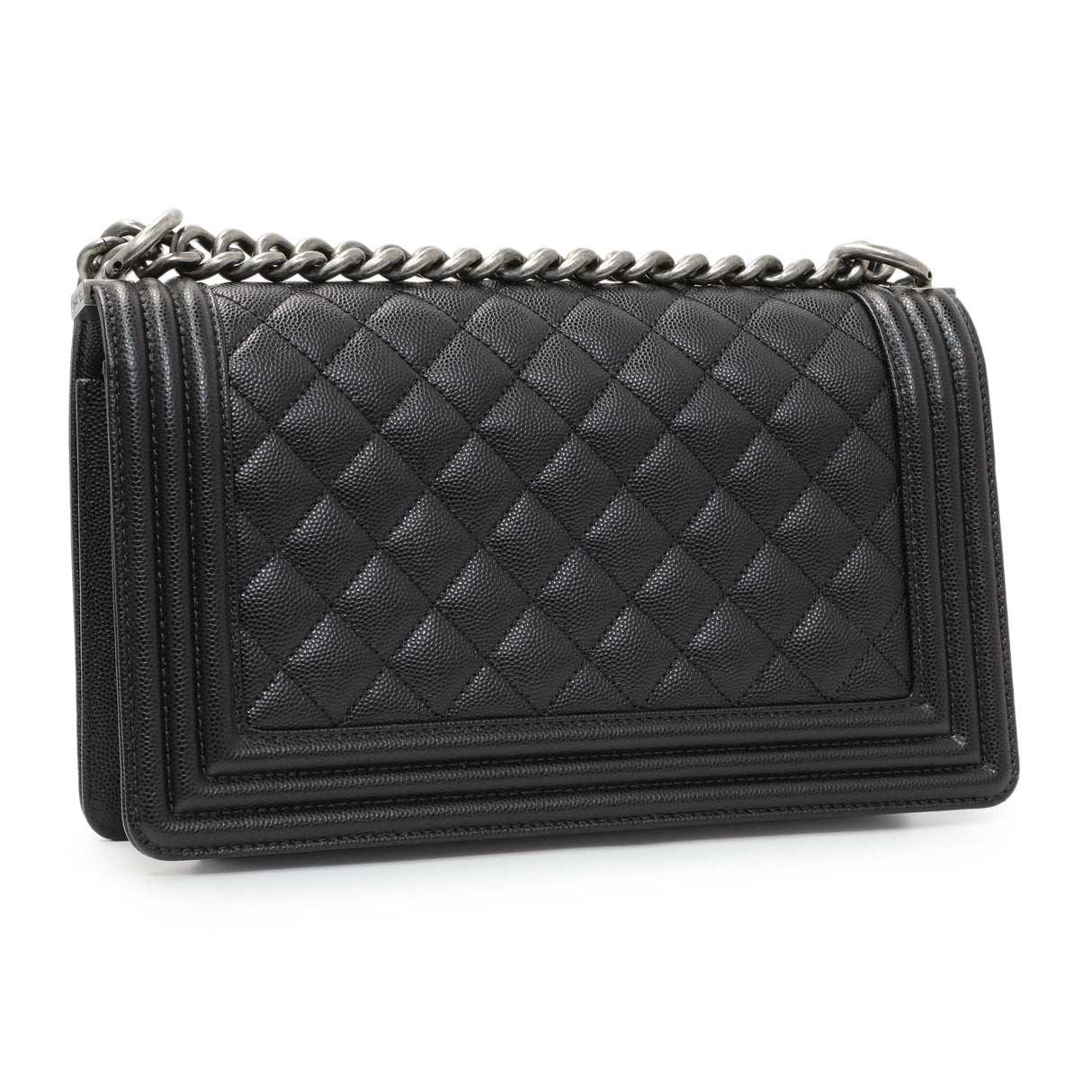 Chanel Black Quilted Caviar Medium Boy Flap Handbags Chanel