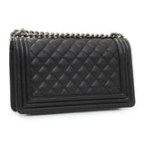 Chanel Black Quilted Caviar Medium Boy Flap Handbags Chanel