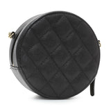 Chanel Black Quilted Caviar Round Clutch With Chain Handbags Chanel