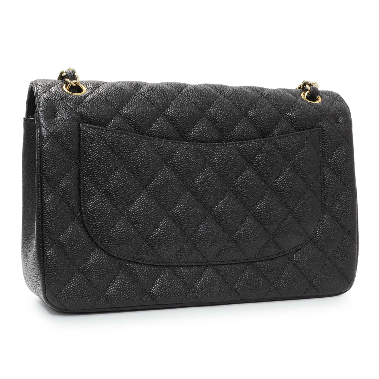 Chanel Black Quilted Caviar Jumbo Classic Double Flap Handbags Chanel