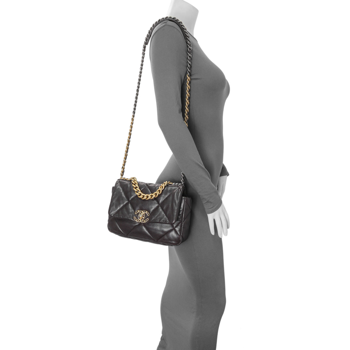 Chanel Brown Quilted Lambskin Medium Chanel 19 Flap Handbags Chanel