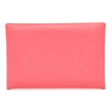 Hermes Rose Azalee Epsom Calvi Card Case