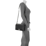 Chanel Black Quilted Caviar Medium Boy Flap Handbags Chanel