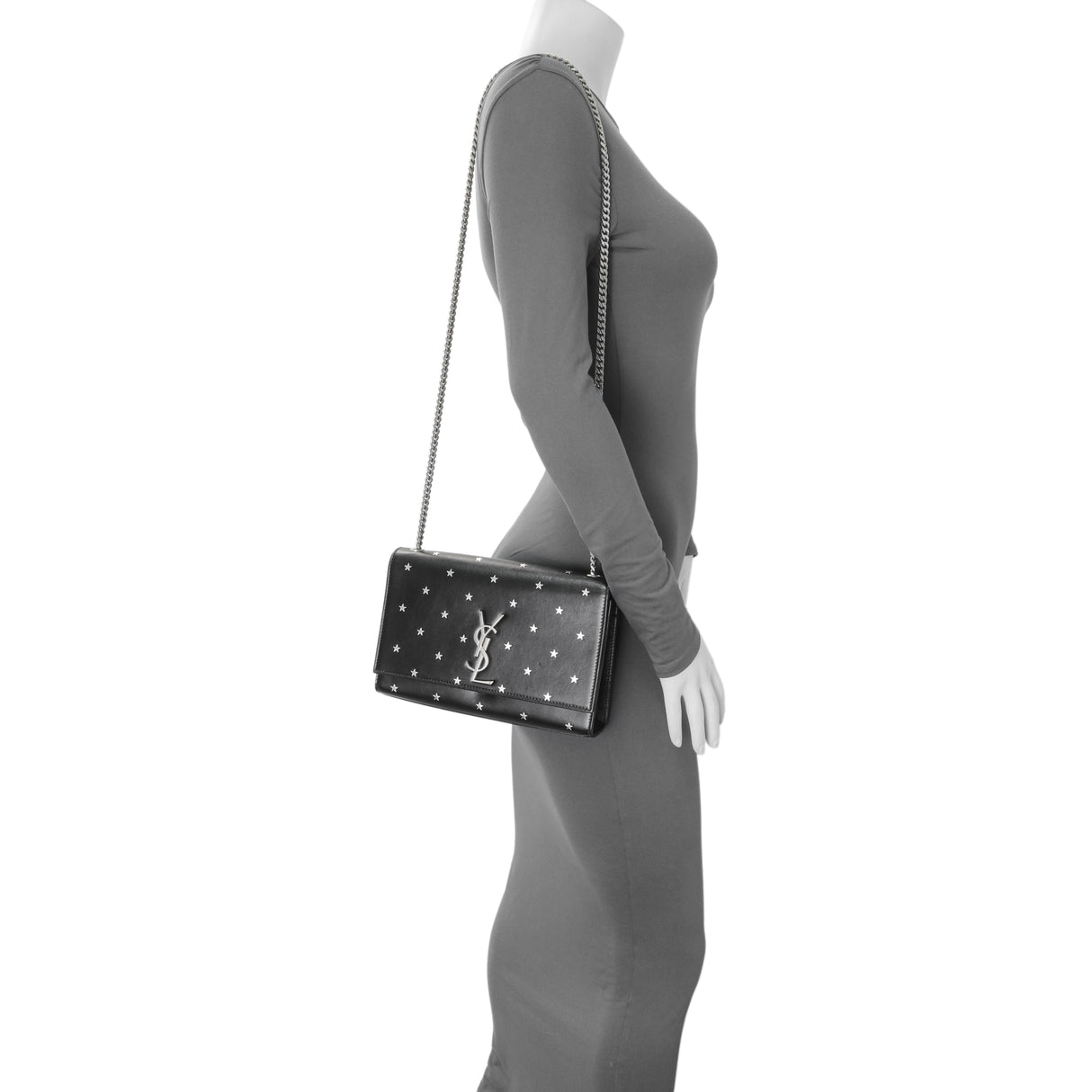 Saint Laurent Black Star Print Calfskin Medium Kate Satchel Handbags Saint Laurent