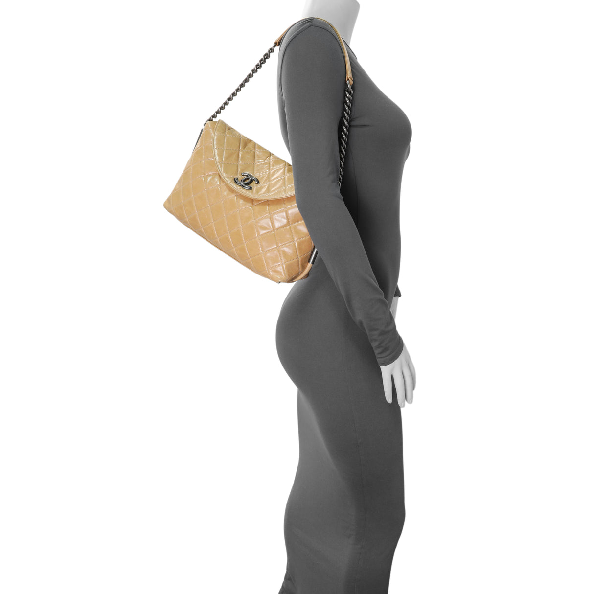 Chanel Quilted Glazed Calfskin Stitch It Fold Over Shoulder Bag Handbags Chanel