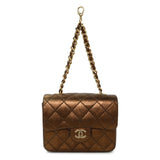 Chanel Metallic Bronze Quilted Micro Flap Bag Charm Accessories Chanel