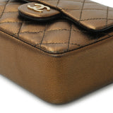 Chanel Metallic Bronze Quilted Micro Flap Bag Charm Accessories Chanel