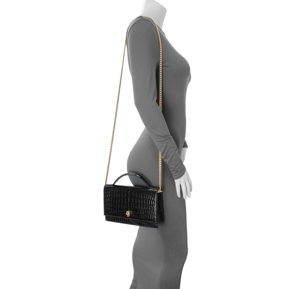Alexander McQueen Skull Embellished Embossed Top Handle Bag Handbags Alexander McQueen