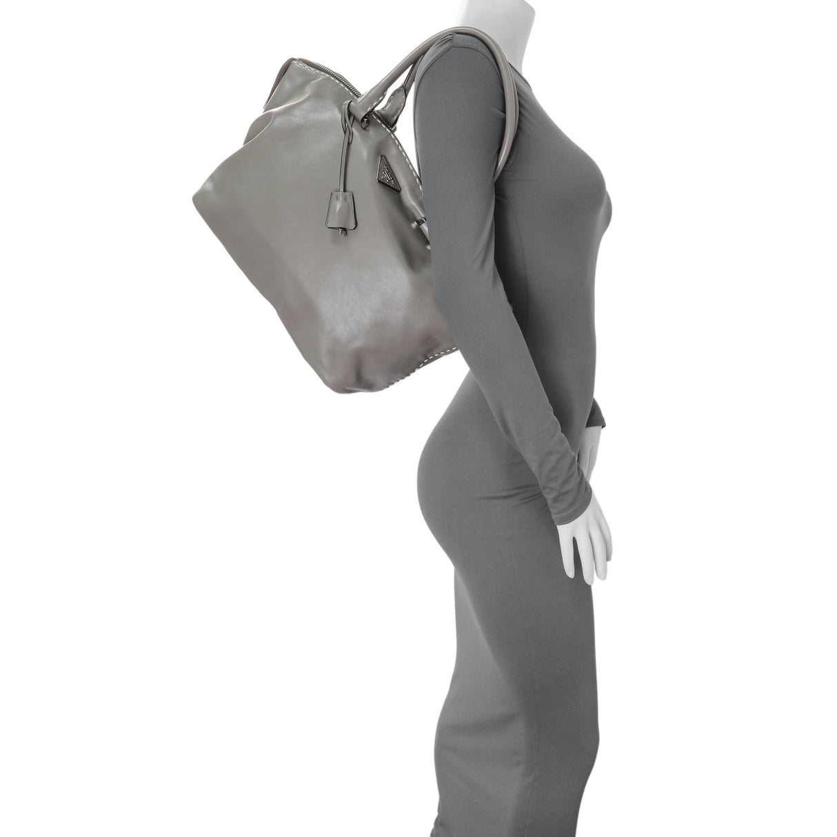 Prada Argilla Smooth Calfskin Leather Double Handle Satchel Bag Handbags Prada