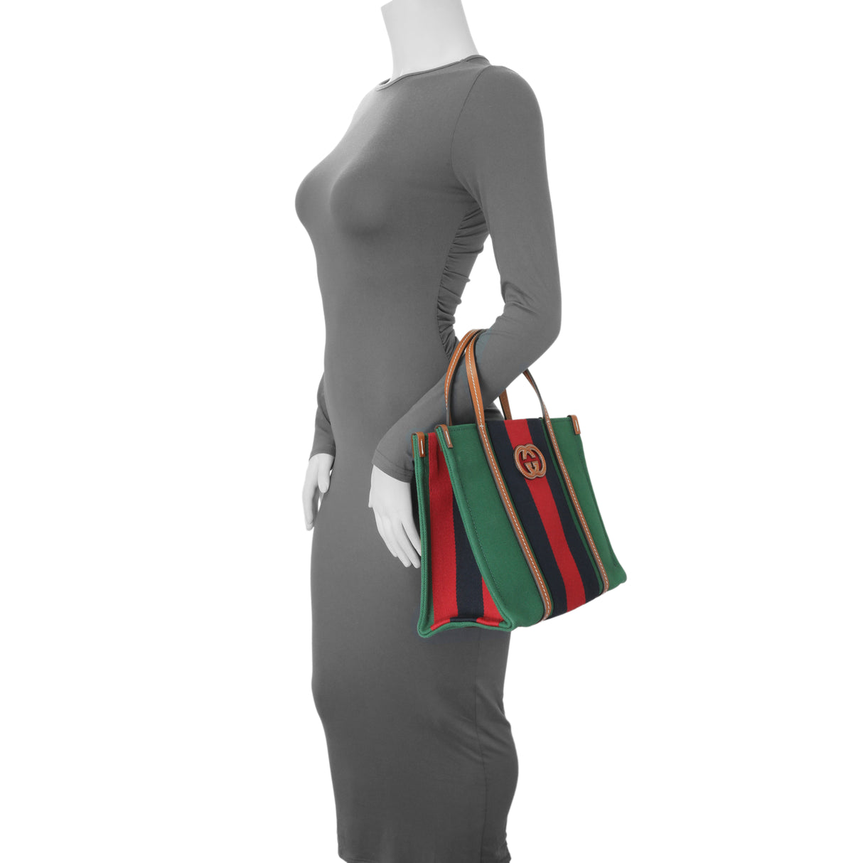 Gucci Green Canvas Web Small Interlocking G Tote Handbags Gucci