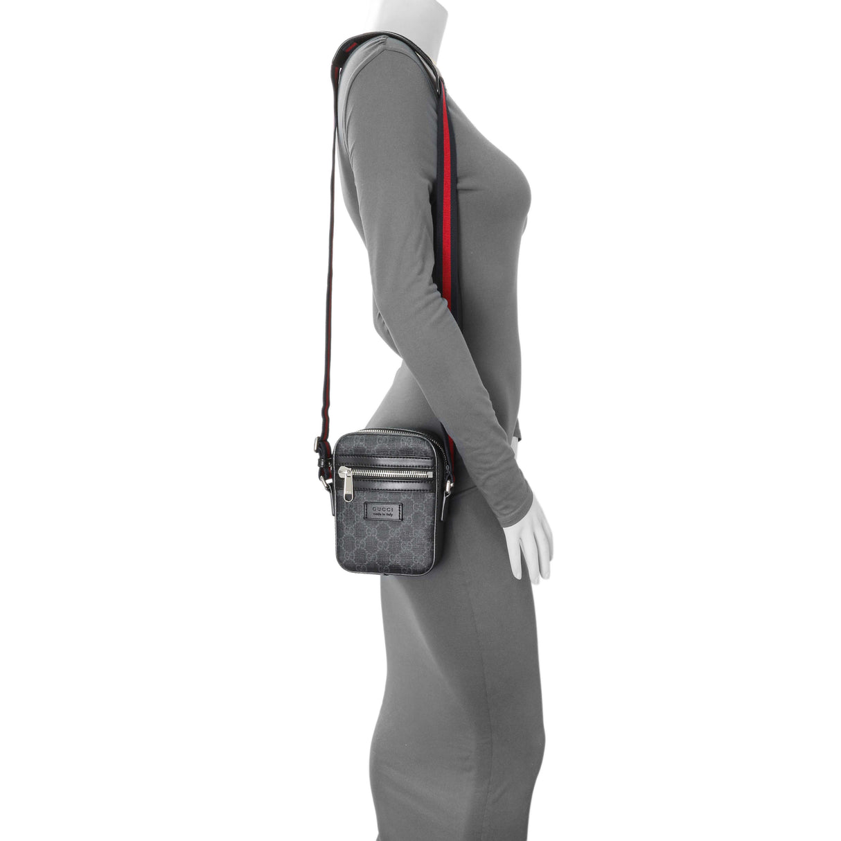 Gucci Black GG Supreme Monogram Mini Messenger Handbags Gucci
