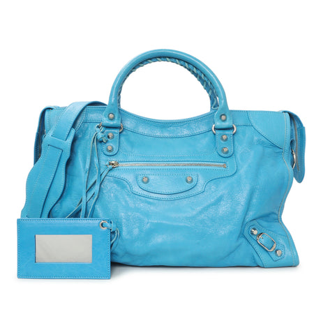 Balenciaga Bleu Azur Clair Agneau Classic Silver Hardware City Handbags Balenciaga