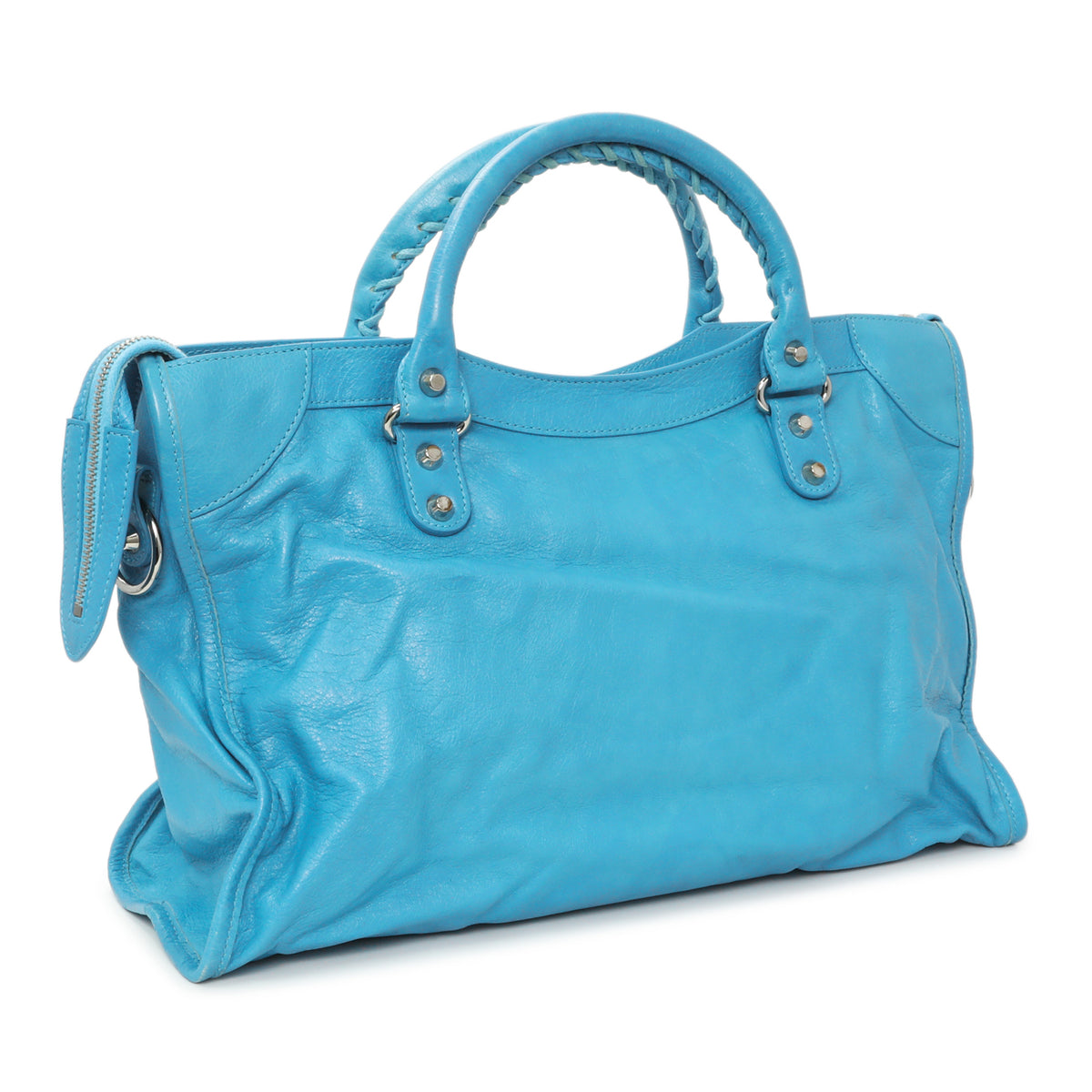 Balenciaga Bleu Azur Clair Agneau Classic Silver Hardware City Handbags Balenciaga