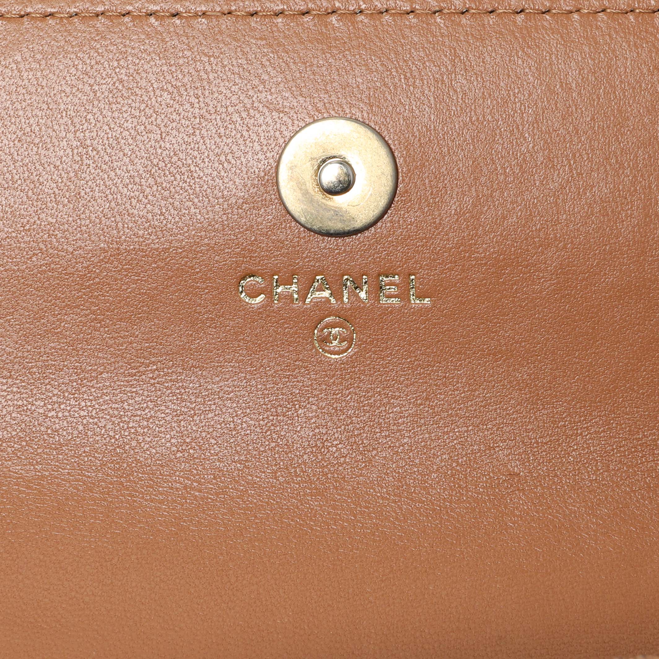 Chanel Brown Lambskin Quilted Chanel 19 Glasses Case With Chain