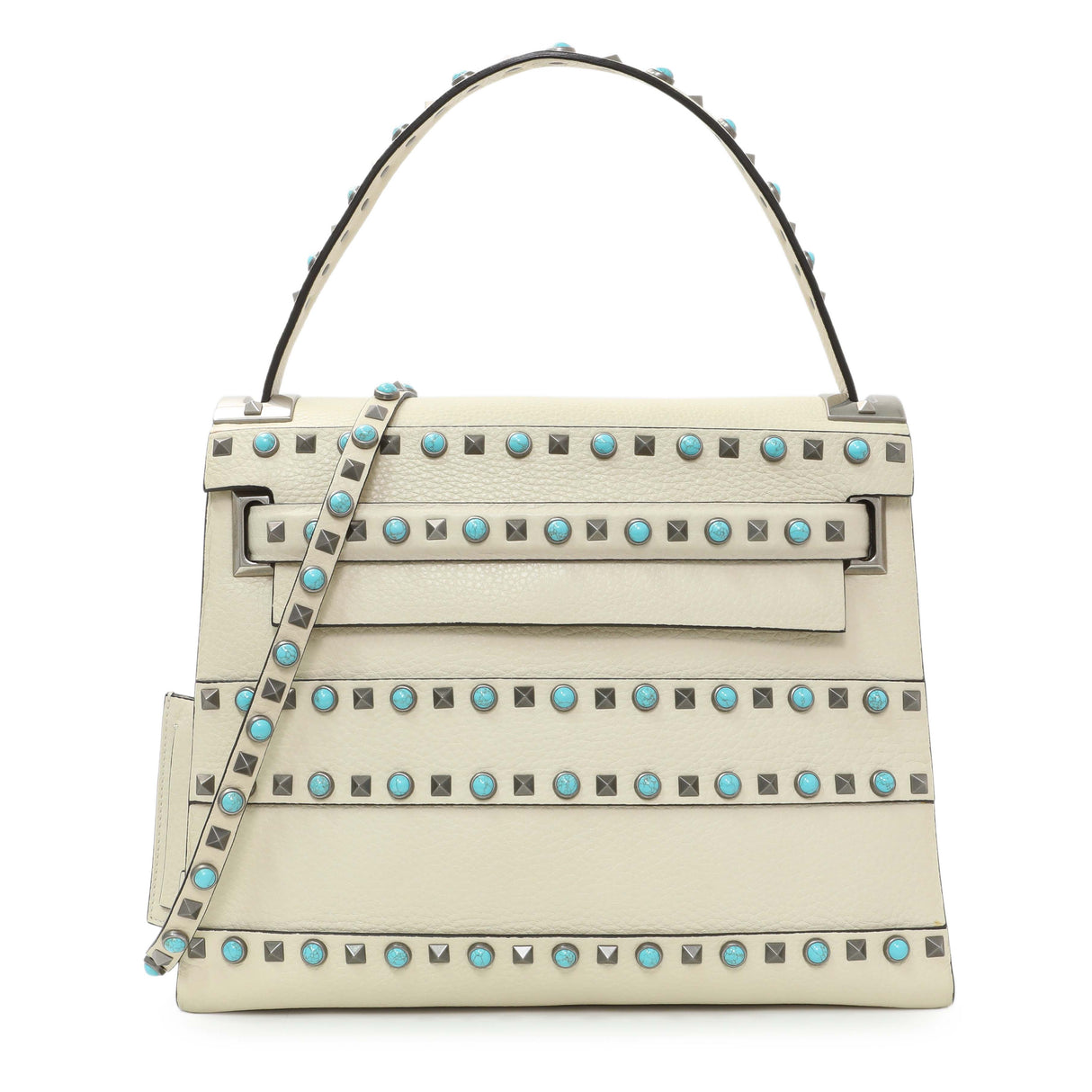Valentino Ivory Calfskin My Rockstud Rolling Single Handle Bag Handbags Valentino