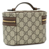 Gucci Beige Ebony New Acero GG Supreme Monogram Textured Calfskin Web Ophidia Vanity Cosmetic Case Accessories Chanel