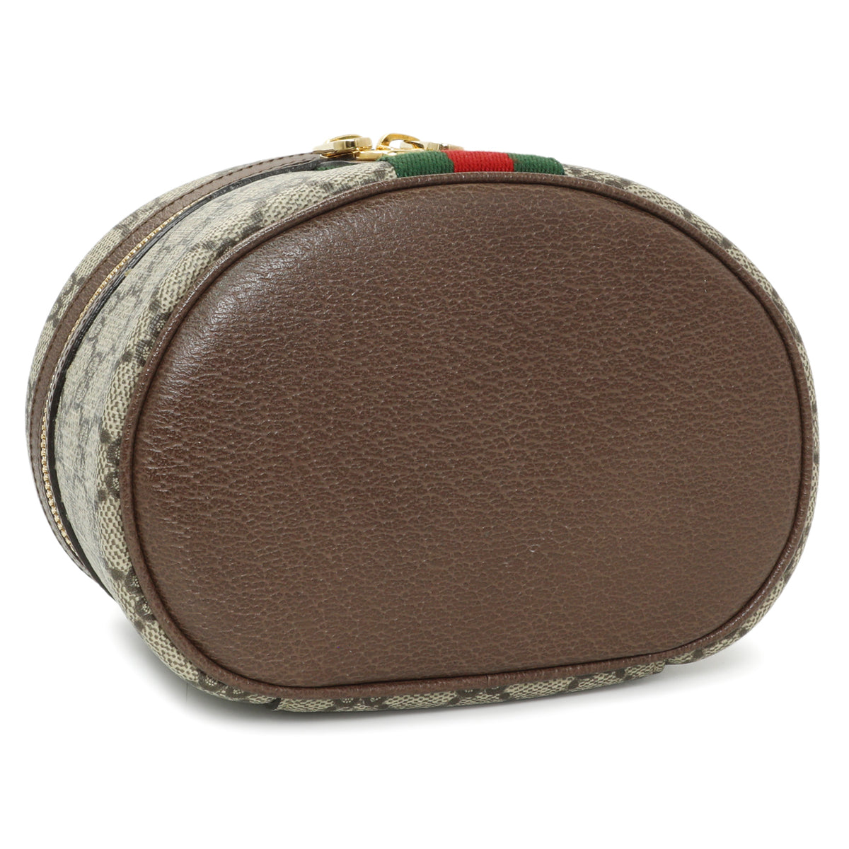 Gucci Beige Ebony New Acero GG Supreme Monogram Textured Calfskin Web Ophidia Vanity Cosmetic Case Accessories Chanel