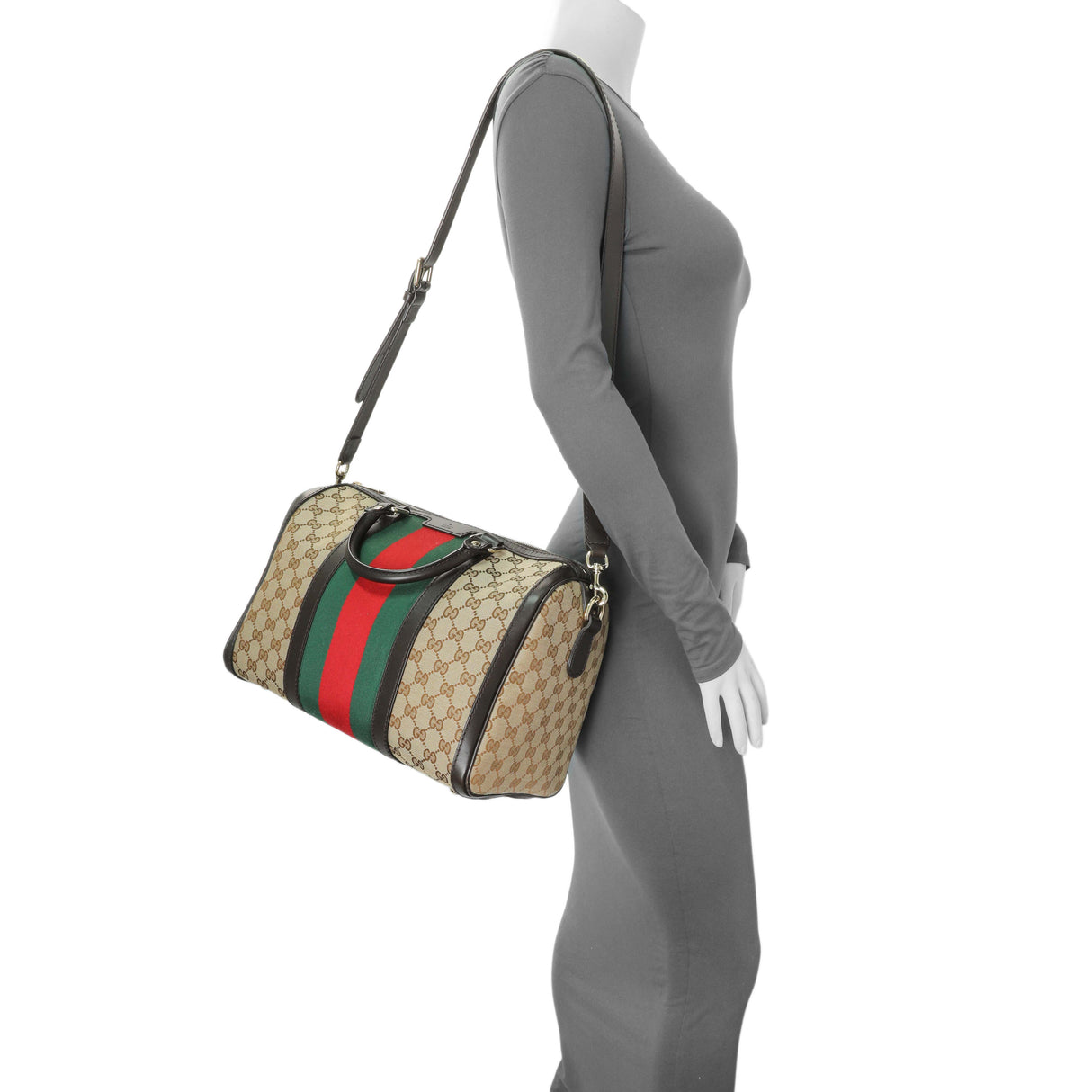 Gucci Monogram Vintage Web Original GG Medium Boston Bag Handbags Gucci