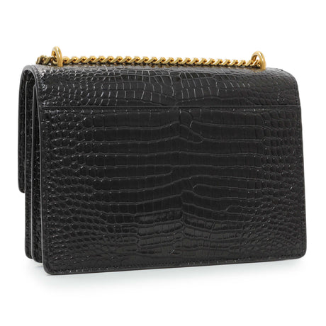 Saint Laurent Black Crocodile Embossed Calfskin Medium Monogram Sunset