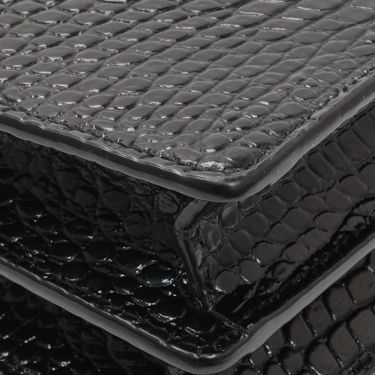 Saint Laurent Black Crocodile Embossed Calfskin Medium Monogram Sunset Handbags Saint Laurent