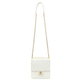 Chanel White Small Chic Pearls Flap Crossbody Bag Handbags Chanel