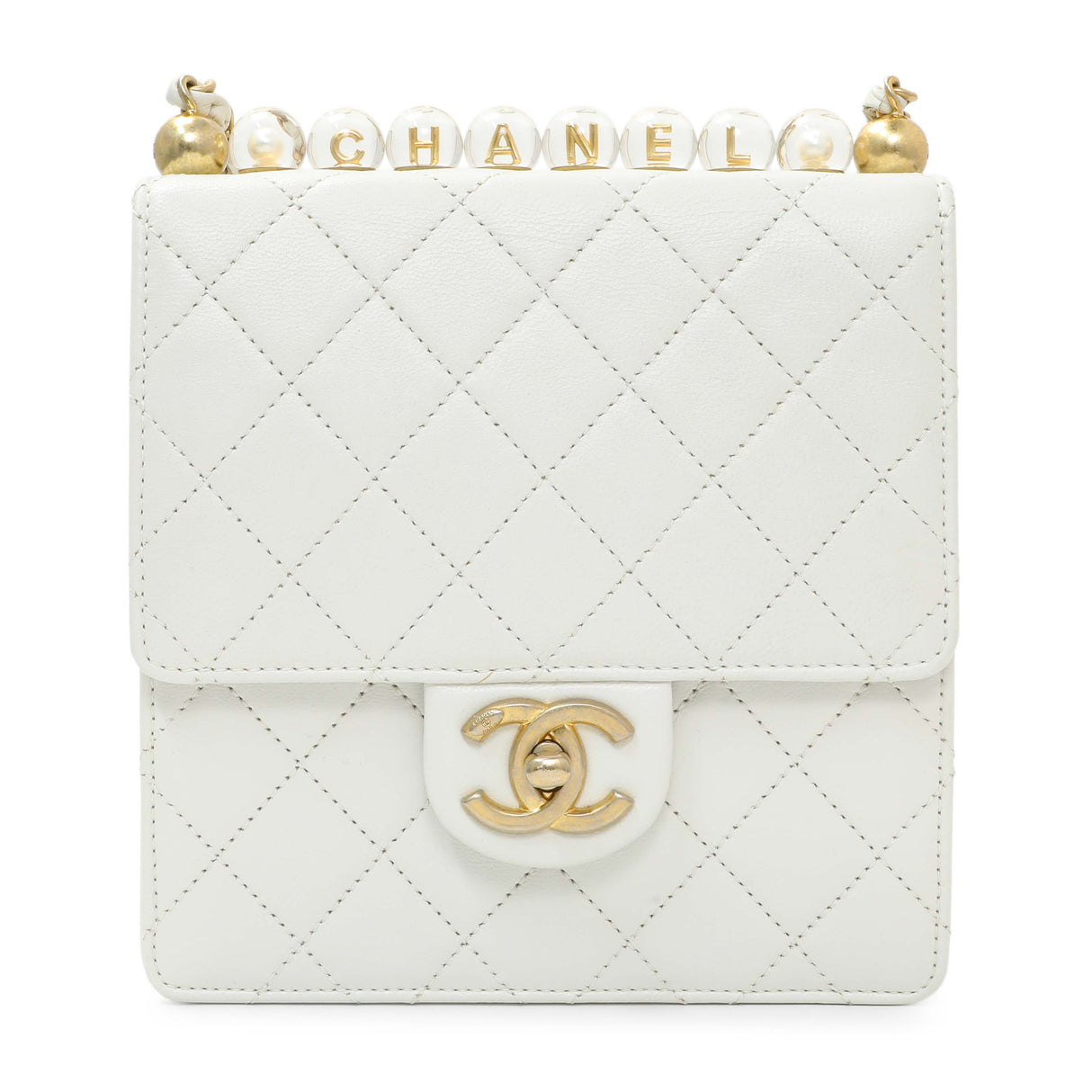 Chanel White Small Chic Pearls Flap Crossbody Bag Handbags Chanel