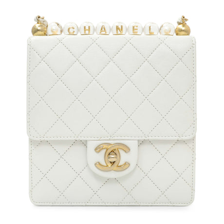 Chanel White Small Chic Pearls Flap Crossbody Bag