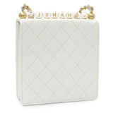 Chanel White Small Chic Pearls Flap Crossbody Bag Handbags Chanel