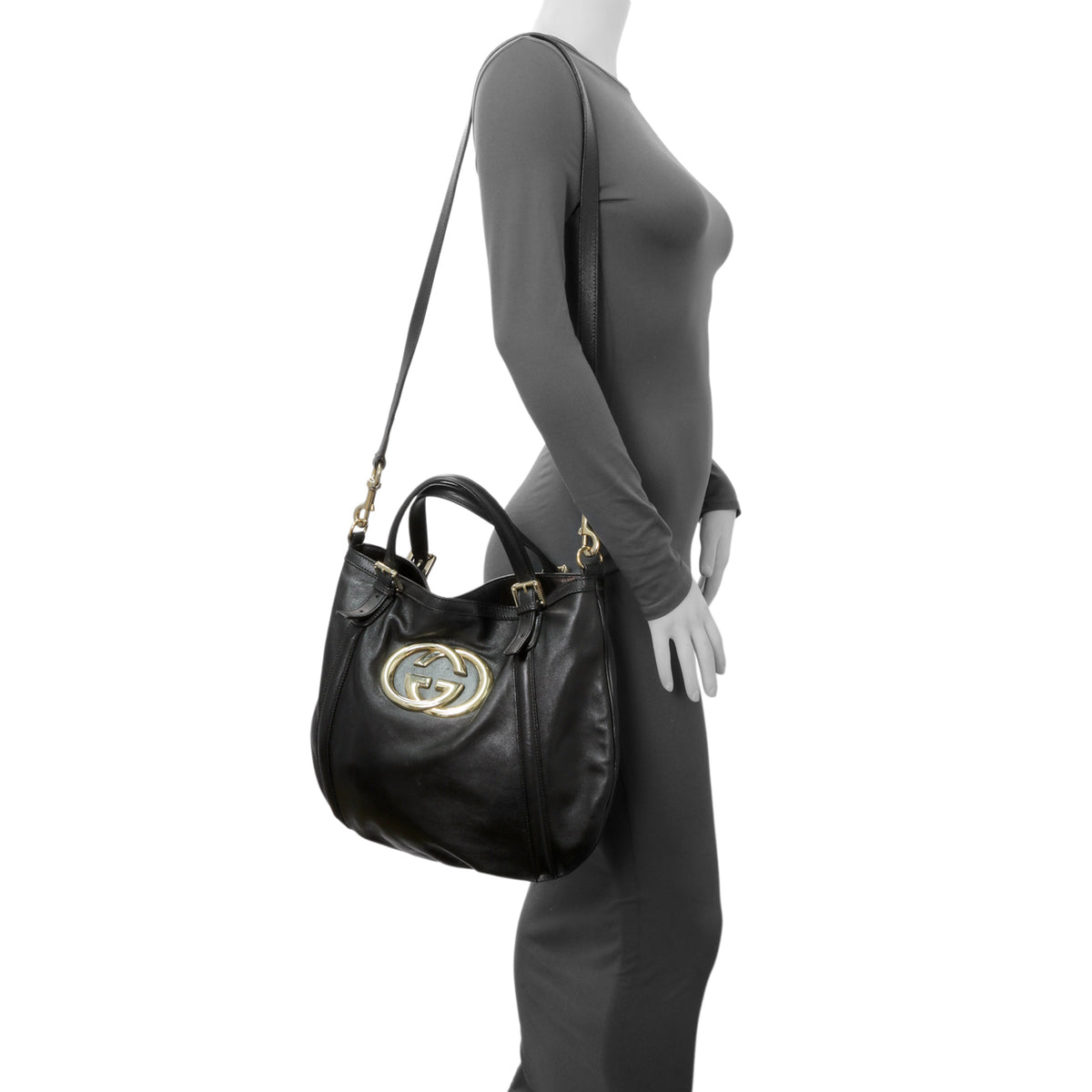 Gucci Black Calfskin Britt Hobo Handbags Gucci
