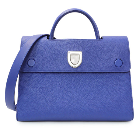 Christian Dior Blue Bullcalf Medium Diorever Flap Handbags Christian Dior