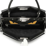 Fendi Black Vitello Seta Snakeskin Crocodile Monster Eyes Medium Peekaboo Iconic Satchel