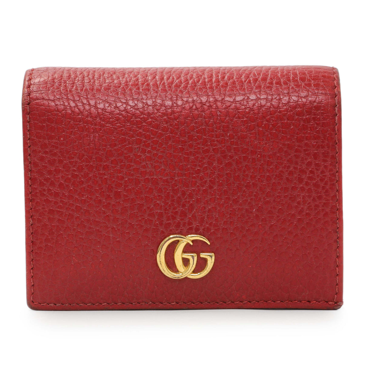 Gucci Red Pebbled Calfskin Marmont Card Wallet Handbags Gucci