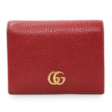 Gucci Red Pebbled Calfskin Marmont Card Wallet Handbags Gucci