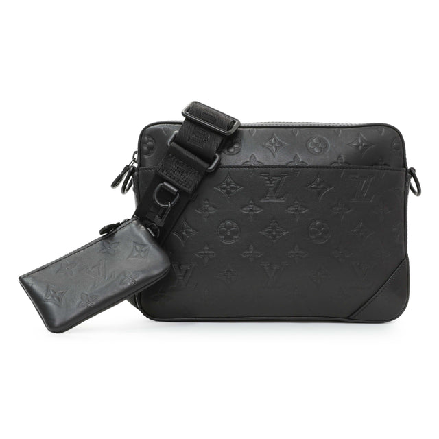 Louis Vuitton Black Calfskin Monogram Shadow Duo Messenger Handbags Louis Vuitton