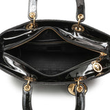 Christian Dior Black Patent Cannage Large Lady Dior