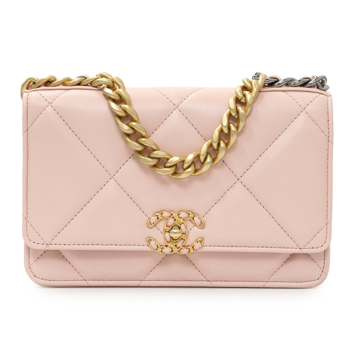Chanel Pink Quilted Lambskin Chanel 19 Wallet on Chain Handbags Chanel