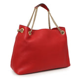 Gucci Red Pebbled Calfskin Medium Soho Chain Shoulder Bag