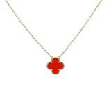 Van Cleef & Arpels 18K Yellow Gold Carnelian Vintage Alhambra Pendant Necklace Designer Jewellery Van Cleef and Arpels