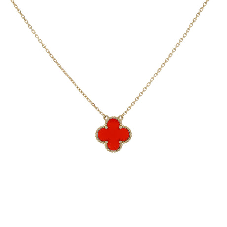 Van Cleef & Arpels 18K Yellow Gold Carnelian Vintage Alhambra Pendant Necklace Designer Jewellery Van Cleef and Arpels