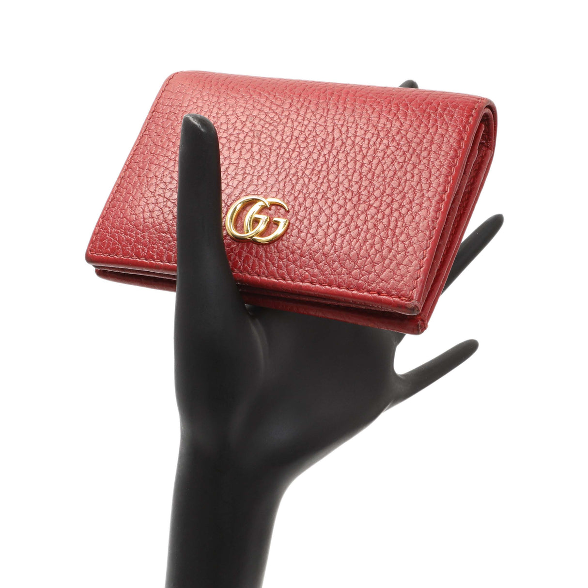 Gucci Red Pebbled Calfskin Marmont Card Wallet Handbags Gucci